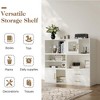 Heynemo 6 Pieces Cube Storage Organizer, Stackable 24" Small Open Bookcase with Drawers & Adjustable Shelf for Small Space - 3 of 4