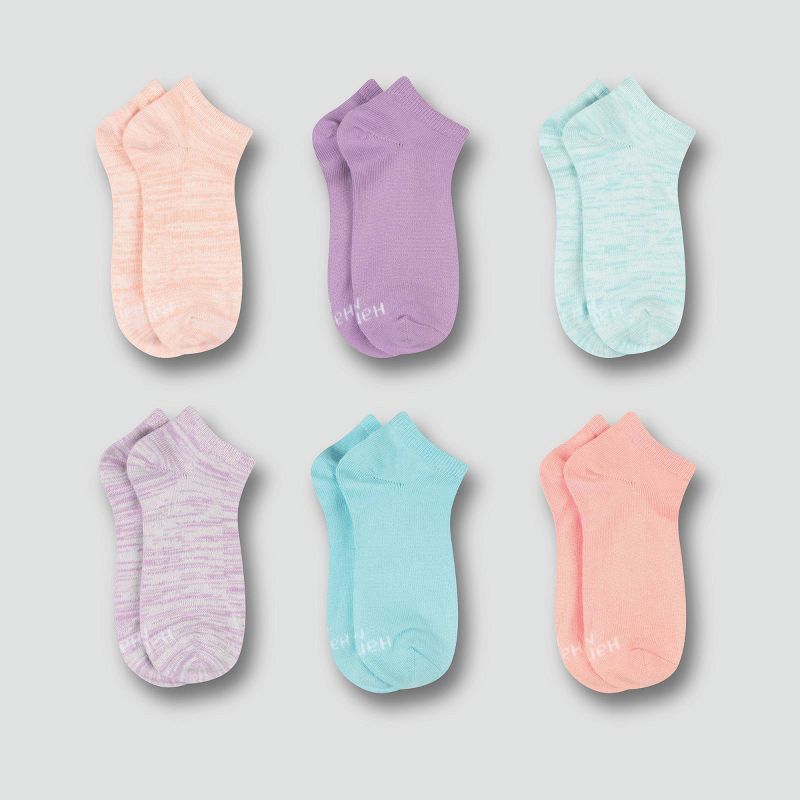Hanes Premium Girls' 6pk Super Soft No Show Socks - Colors May Vary, 1 of 5