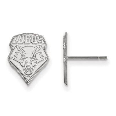 Black Bow Jewelry 14k White Gold New Mexico Lobos NCAA Post Earrings