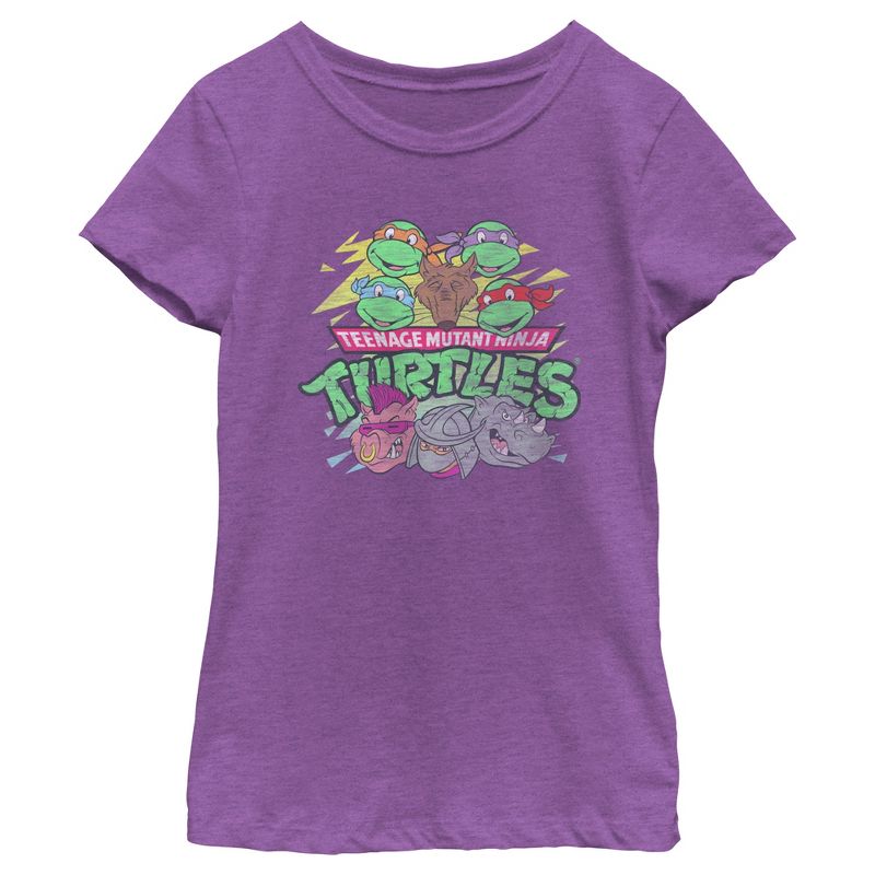 Girl's Teenage Mutant Ninja Turtles Distressed Characters and Villains T-Shirt, 1 of 5