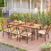 Tangkula 8-Person Outdoor Dining Table 79 Inch Acacia Wood Patio Table with Umbrella Hole Metal Legs & Adjustable Foot Pads - 4 of 4