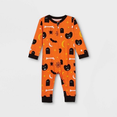 Baby Halloween Spooky Print Matching Family Union Suit - Orange 3-6M