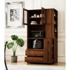 TIRAMISUBEST 71" Multifunctional Decorative storage cabinets Wood Display Cabinet with Multi-Tier Pull-Out Shelves Wooden Pantry Storage - 3 of 4