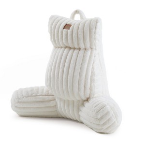 Amelie Home Faux Fur Backrest Reading Pillow with Pockets - 1 of 4