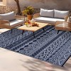 Outdoor Rug Waterproof Patio Rug Mat Geometric Rug Plastic Straw Outside Rug for RV Camping Picnic Reversible Rug, 5' x 8' Black Blue - 2 of 4