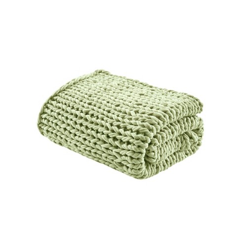 50 x60 Chunky Double Knit Handmade Throw Blanket Sage Green Madison Park Target