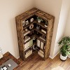 71.8" Black Corner Bookcase, Farmhouse L-Shaped 5-Tier Bookshelf with Storage - 2 of 4