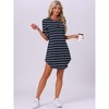 INSPIRE CHIC Women's Stripped Half Sleeve Button Up Short Nightgown Shirt Dress - 3 of 4