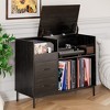 MOEPISY Record Player Stand with Adjustable Shelves, Holds 350+ Vinyls, Media Console with Speaker Shelf & 2 Drawers Black - 2 of 4