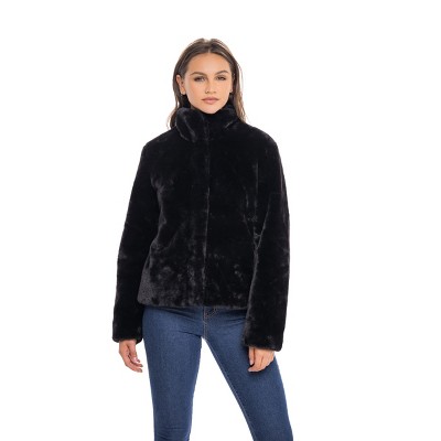 black furry jacket