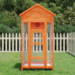 vidaXL Bird House Brown 36"x20.9"x66.9" Solid Wood Pine - 1 of 4