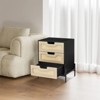 Rattan Nightstand with 3 Rattan/Wicker Drawers - 18.9" Compact Bedside Table, Metal-Footed Bedside Cabinet with Shelves - 2 of 4