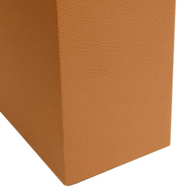 Tan Leather Desk Lamp with White Fabric Shade