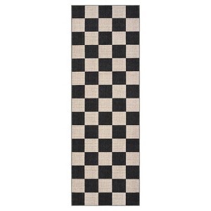 Washable Modern Checkered Living Room Rugs, Ultra Thin Soft Bedroom Carpet, Stain Resistant Non Slip Dining Room Rug - 1 of 4