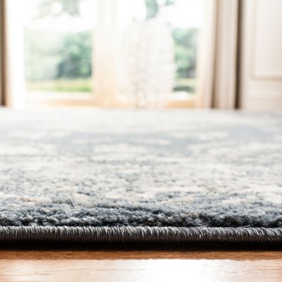 Oregon Blue and Cream Floral Synthetic Rectangular Area Rug