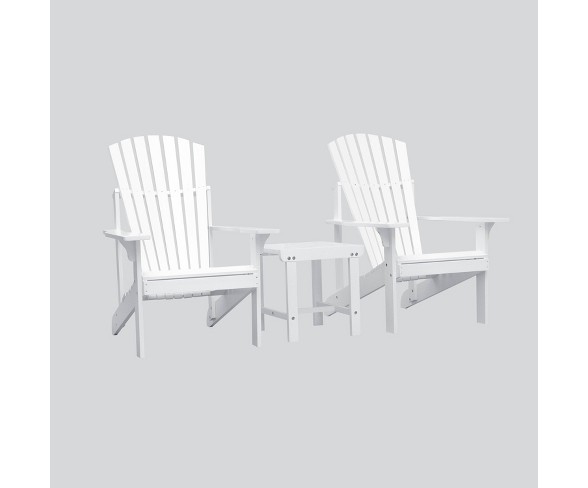 Bradley 3pc Wood Outdoor Patio Conversation Set - White - Vifah