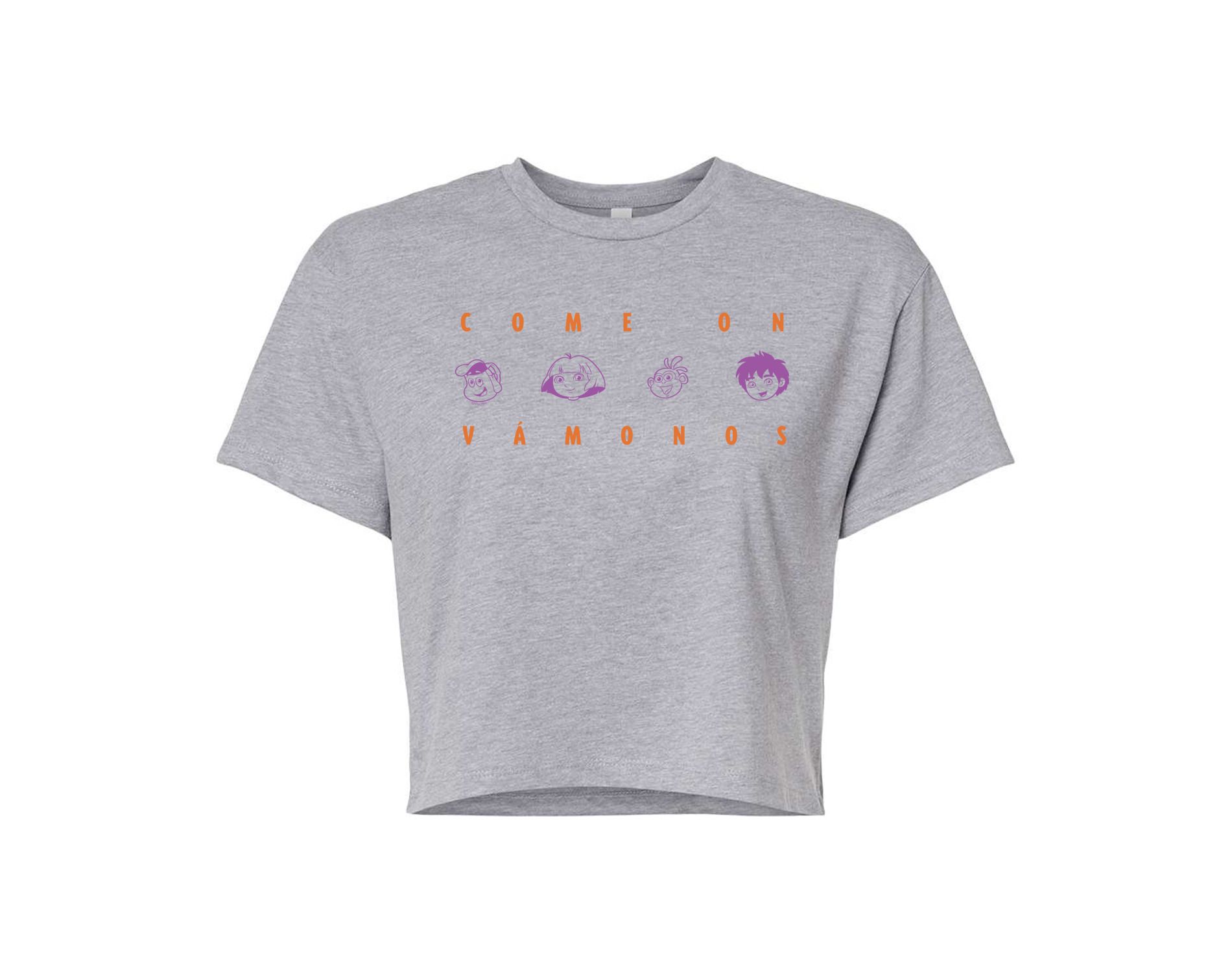 Women's Dora the Explorer Come On Vamonos Cropped Graphic T-Shirt - Heather Grey - 2 X-Large