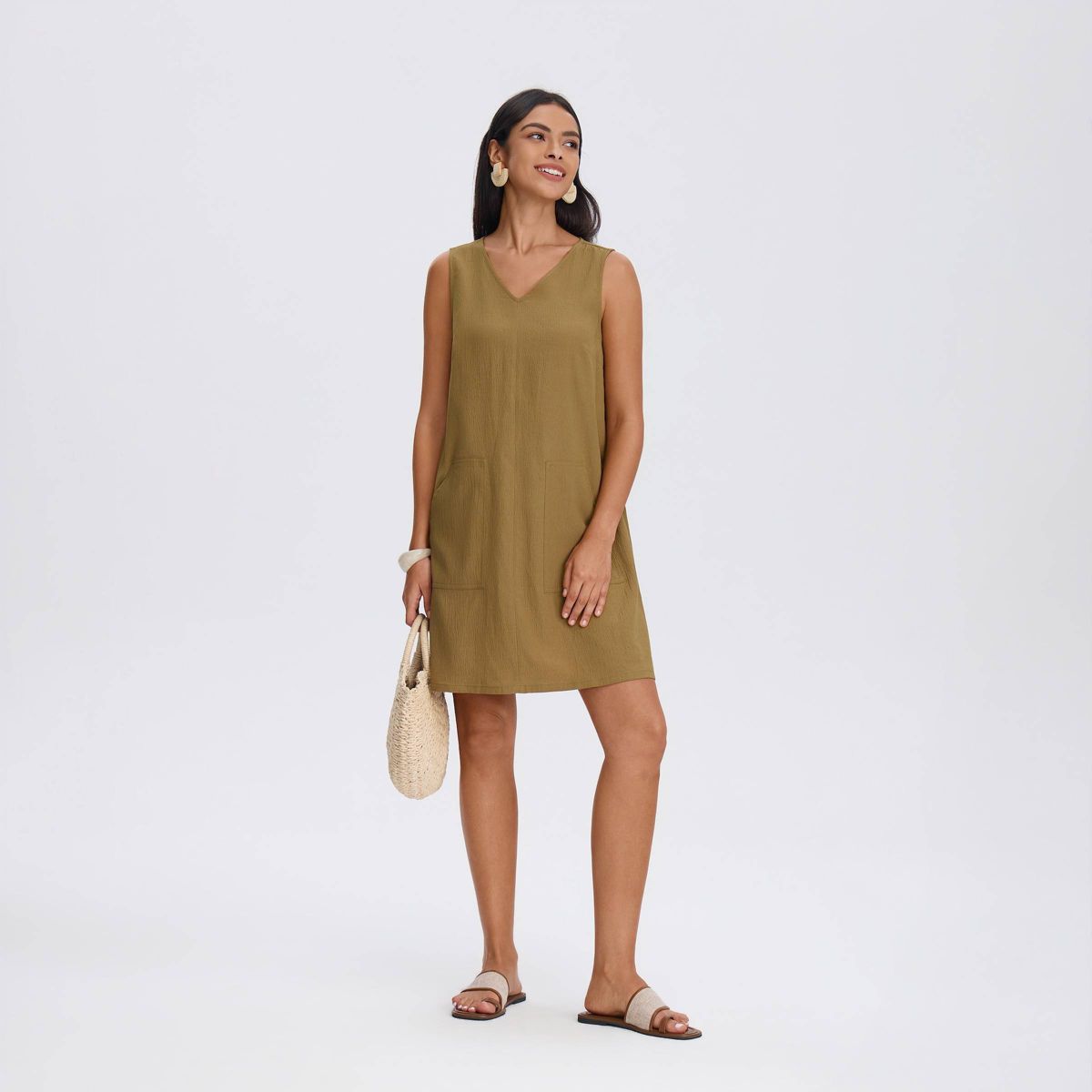 Women's Pocket Detail Mini A-Line Dress - A New Day™ Dijon Yellow - thumbnail 3