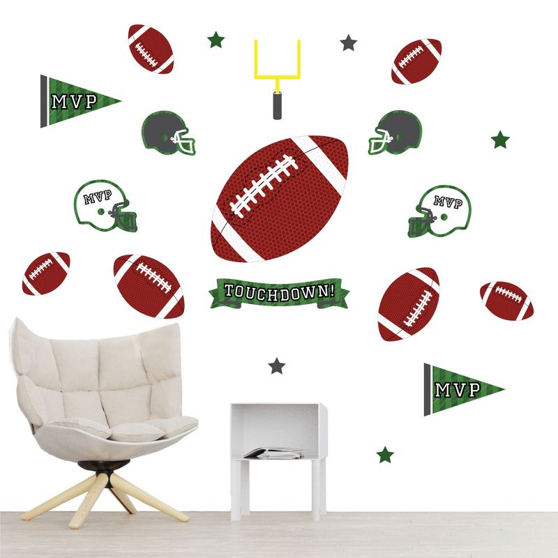 Big Dot of Happiness End Zone - Football - Peel and Stick Sports Decor Vinyl Wall Art Stickers - Wall Decals - Set of 20, 1 of 9