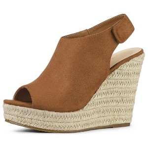 Allegra K Women's Espadrille Platform Heeled Wedges Sandals - 1 of 4