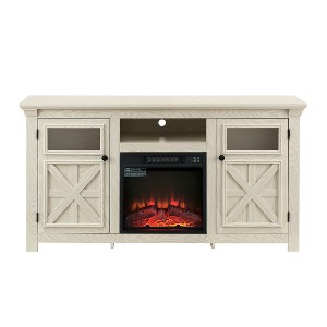 Vynxaria 60" White Farmhouse TV Center with Fireplace and Versatile Storage - 1 of 4