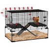 Extra Large Hamster Cage with Tube Tunnel and Deep Glass Base,Small Animal Habitat with Wheel Ramps for Dwarf Hamsters and Gerbils - LAOTIES - 3 of 4