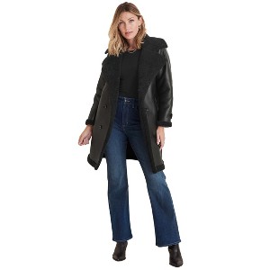 VENUS Womens Faux Shearling Long Coat - 1 of 4