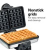 Hamilton Beach Belgian Style Waffle Baker 26009G: Nonstick Metal, 650W, Hand Wash, Silver, 72 sq in Grill Surface - 4 of 4