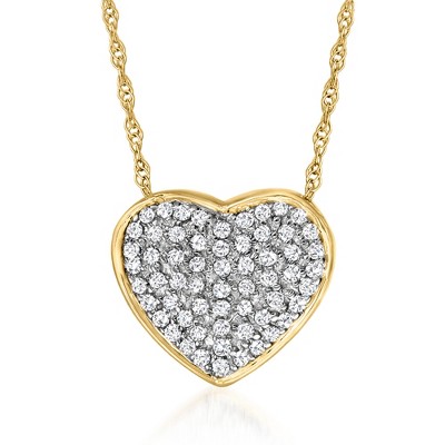 Ross-Simons 0.25 ct. t.w. Diamond Heart Pendant Necklace in 14kt Yellow Gold