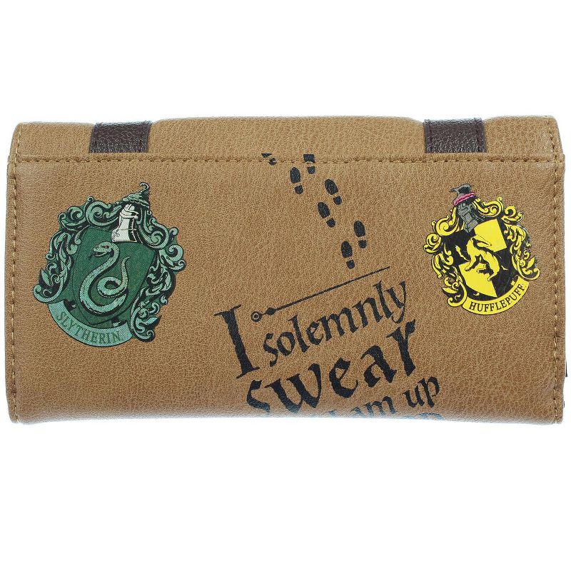 Harry Potter Hogwarts School Trunk Inspired Snap Closure Trifold Wallet Brown, 2 of 6