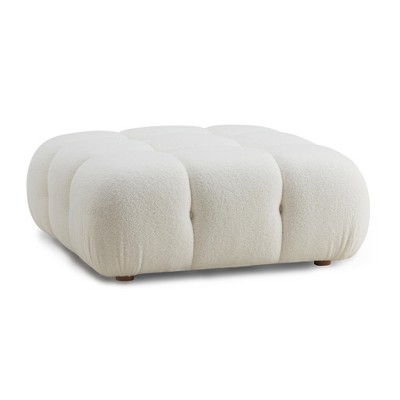 TOV Furniture Calliope Vegan Shearling Modular Ottoman in Cream