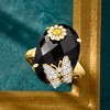Ross-Simons Onyx and 0.20 ct. t.w. White Zircon Butterfly and Flower Ring With Single Black Spinel in 18kt Gold Over Sterling - 4 of 4