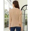 Women's Spring Fall Casual Blazers Puff Sleeve 3/4 Sleeve Solid Jackets Lapel Open Front Irregular Hem Work Suit Office Blazer - 4 of 4