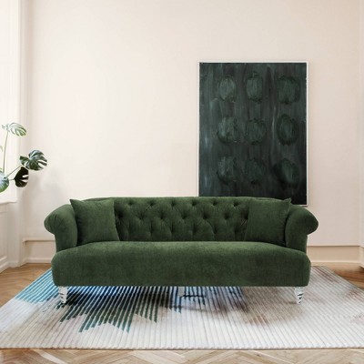 Elegance Velvet Acrylic Sofa Green - Armen Living