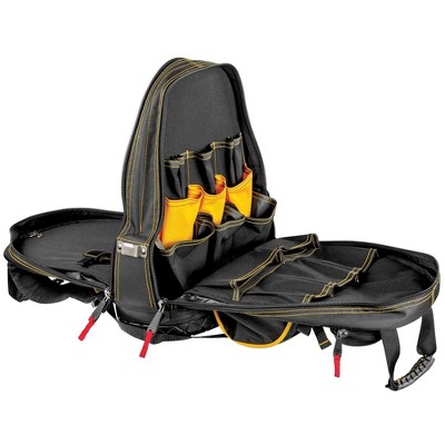 Black 18 Inch Polyester Tool Backpack with Multiple Pockets