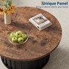 31.9" Round Coffee Table, Mid Century Modern Coffee Table with Metal Base, Fluted Center Table - 4 of 4