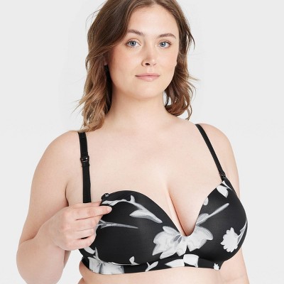 Women's Floral Print Wirefree Nursing Bra Auden™ Black And White 38c