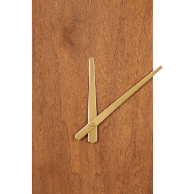 24" Walnut Brown and Gold Metal Round Wall Clock
