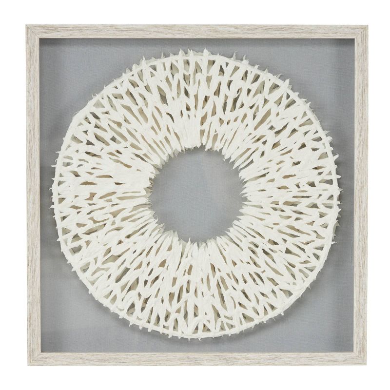 Paper Geometric Handmade 3D Circle Origami Shadow Box with Canvas Backing White - Olivia &#38; May, 5 of 7