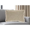 HomeRoots 14" X 24" Taupe Cotton Lumbar Throw Pillow with Fringe - 2 of 4