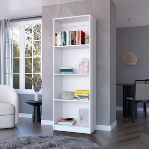 Vynxaria Sutton Bookcase: 4-Tier Open Storage Shelves, Classic-Modern Fusion, White/Black/Gray Finishes - 1 of 4
