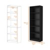 FONTOI Bookcase with 5-Shelf, Bookcase with Five Storage Shelves for Small Space Home Office Library, Black, 24.7"*71.1"*11.7" - 3 of 4