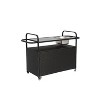 DOMETOUR Outdoor Bar Table, Wicker Bar Cart with Cabinet, Patio Serving Cart with Steel Top and One Ice Bucket, Lockable Wheels for Garden Poolside - 2 of 4