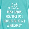 Girls' - Instant Message - Dear Santa Get a Unicorn Fitted Short Sleeve Graphic T-Shirt - 2 of 4