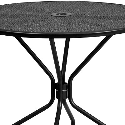 35.25" Black Steel Round Patio Table Set with 4 Chairs