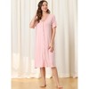 cheibear Women's Nightgown Button Down Short Sleeve Soft Modal Loose Pajama Sleepshirt - 2 of 4