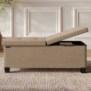 StorageBud Storage Ottoman for Bedroom End of Bed, Fabric Storage Bench, Large Storage Ottoman Bench, Entryway Bench with Storage - 1 of 4