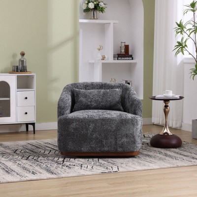 CAVINAS Upholstered Accent Chair with Swivel Functionality,Modern Barrel Chairs for Bedroom,Reading Room
