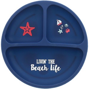Pavilion Gift Company - Beach Life - 7.75" Divided Silicone Suction Plate - Dining Plates - 1 of 4