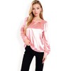 Anna-Kaci Women's Satin Blouse with Keyhole Neckline and Long Sleeves - 4 of 4